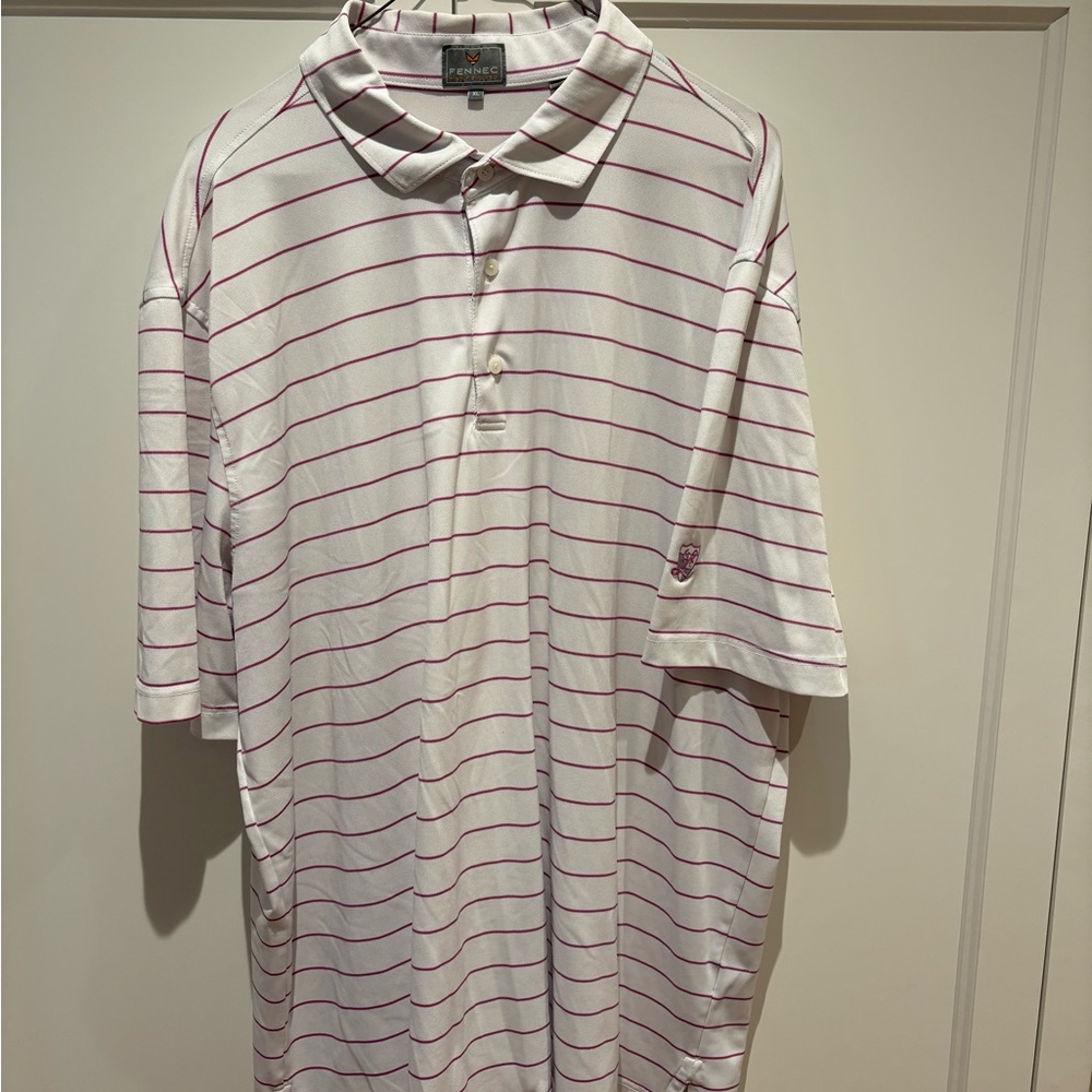 Classic White and Pink Polo Shirt with Short Sleeves